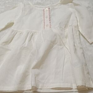 Carter's Cream Long Sleeve Dress with Pink Accents